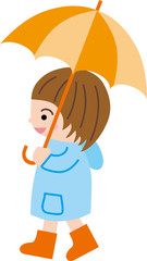 レインコートを着る子供