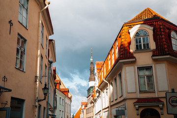 Fototapeta na wymiar Old town street in Tallinn, Estonia