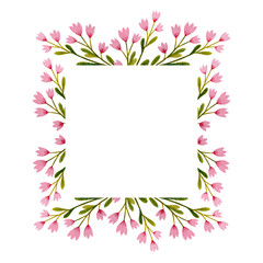 A square frame of flowers painted in watercolor.