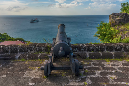 A view looking out to sea from Fort St George in Grenada