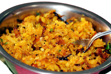 indian breakfast tasty food poha paddy food in a plate
