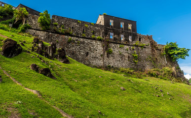 A view looking up to the ruins of Fort St George in Grenada - obrazy, fototapety, plakaty