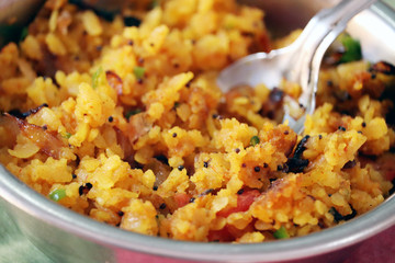 indian breakfast tasty food poha paddy food in a plate