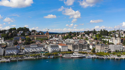 Fototapeta na wymiar City of Lucerne in Switzerland on a sunny day - aerial view - travel photography