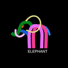 Fototapeta premium Elephant animal logo icon sign Abstract holy modern colorful rainbow geometric linear cartoon design style Fashion print clothes apparel greeting invitation card banner poster badge flyer cover 