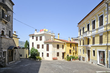 A small square among the old houses of Amaseno, a medieval village in the Lazio region.