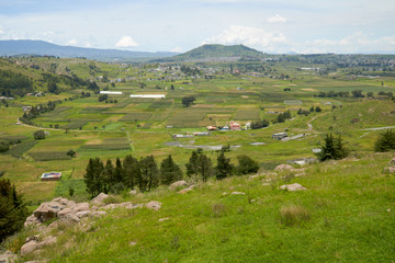 Vista de un valle verde