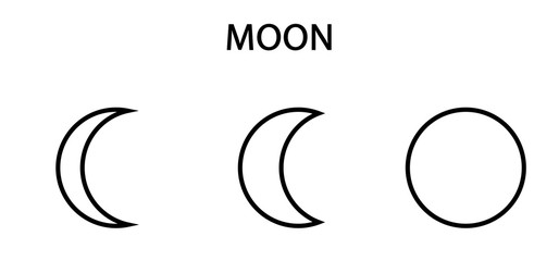 Icono de Luna. Luna llena y media luna. Ilustración vectorial