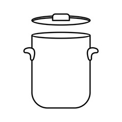 LINEAR DRAWING OF THE POT AND LID ON A WHITE BACKGROUND