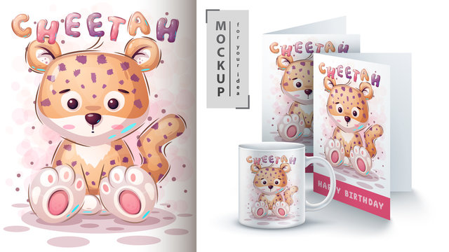 Teddy cheetah - poster and merchandising.