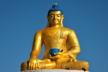 Darhan. Mongolia. June 12, 2015. A Buddhist complex of Buddha statues surrounded by stupas in the center of the city. It is a place of worship for Buddhists in North-Eastern Mongolia.