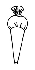 LINEAR DRAWING OF A CREAM BAG FOR DECORATING CAKES ON A WHITE BACKGROUND