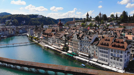 Fototapeta na wymiar Beautiful city of Lucerne in Switzerland from above - travel photography