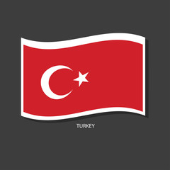 Turkey flag Vector waving with flags.	