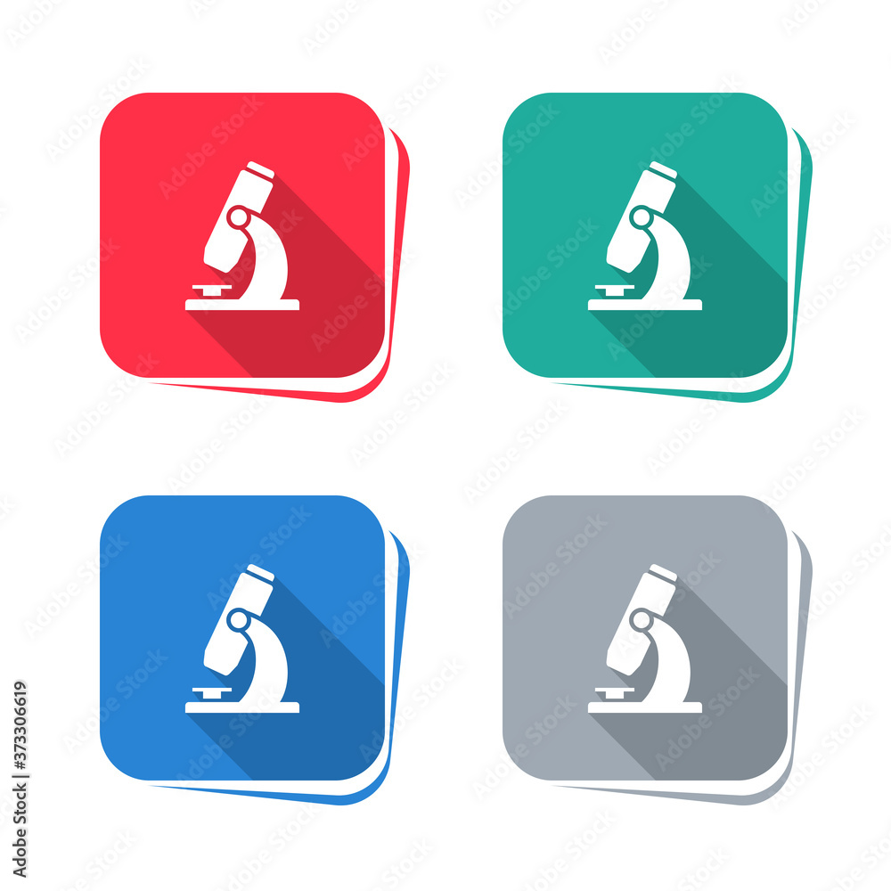Wall mural microscope icon on square button
