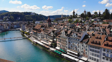 Fototapeta na wymiar Beautiful city of Lucerne in Switzerland from above - travel photography