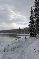 Moraine Lake in winter -  Alberta Canada