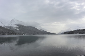 Moraine Lake in winter -  Alberta Canada
