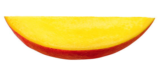 mango slice isolated on white background, clipping path, full depth of field