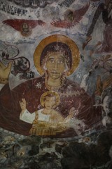 Old wall drawings inside Sumela Monastery / Trabzon-Macka TURKEY- ,July  2020.