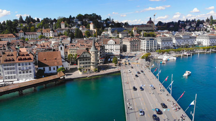 Fototapeta na wymiar Traffic in the city of Lucerne in Switzerland - travel photography