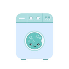 Washing machine in kawaii style isolated on white background