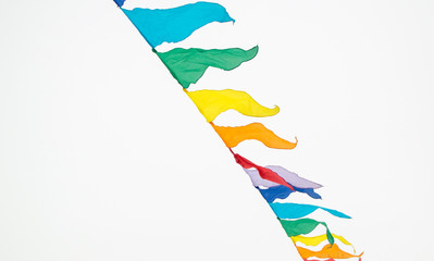Fairground triangle flag hanging on a rope for a fun party Fiesta event, carnival festival event,...