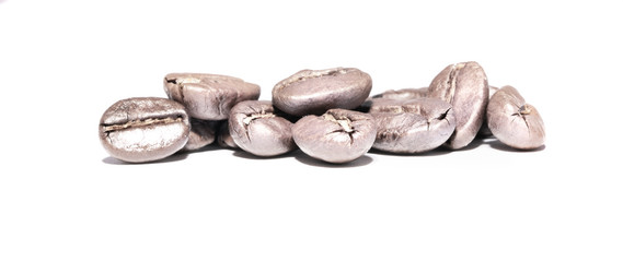 Silver coffee beans isolated on white background