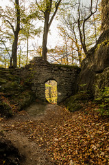 Old stone gate near Chojnic Castle, Poland