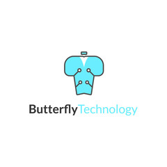 butterfly technology icon or logo