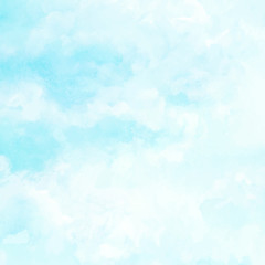 Obraz premium Hand painted blue sky and clouds, abstract watercolor background