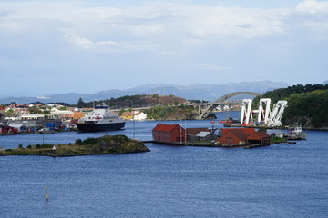 Fototapeta na wymiar harbour warehouses