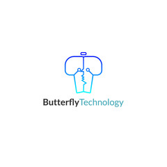 butterfly abstract technology logo icon illustration vector design template