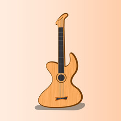 Obraz premium Wooden Guitar, Music Instrument, Guitar Illustration, Guitar Vector