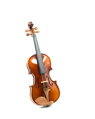 Fototapeta na wymiar Front view of a violin isolated on white background.