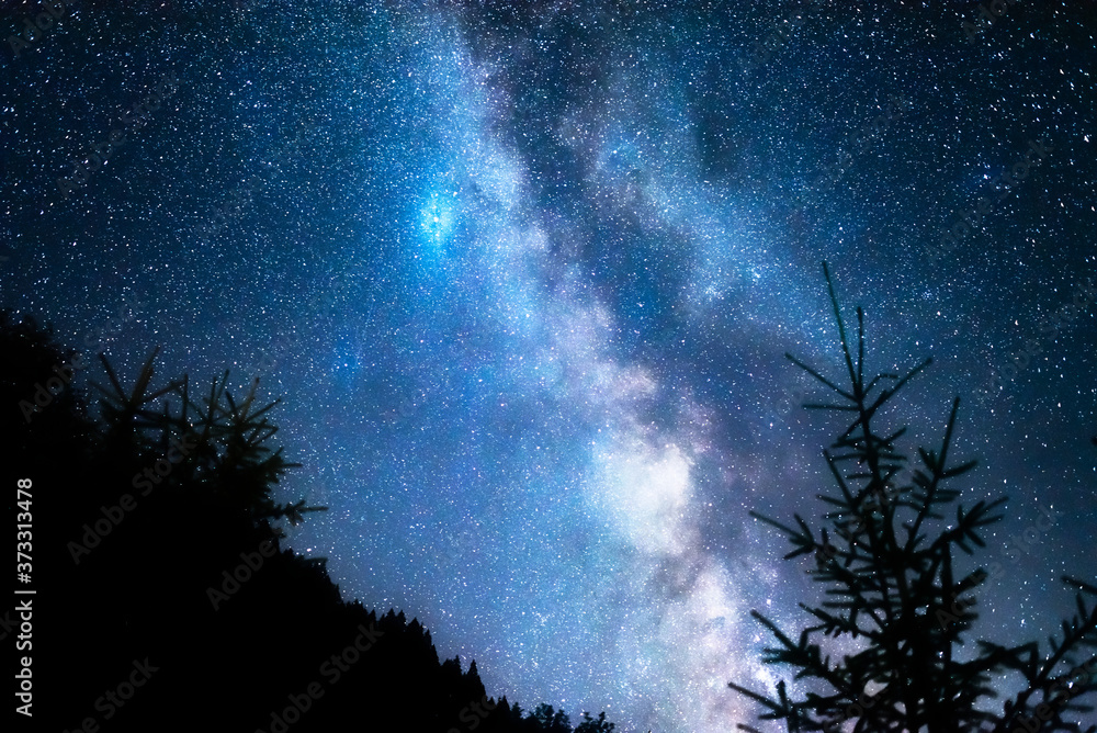 Wall mural milky way galaxy. this long exposure astronomical photograph taken in the middle of the night.