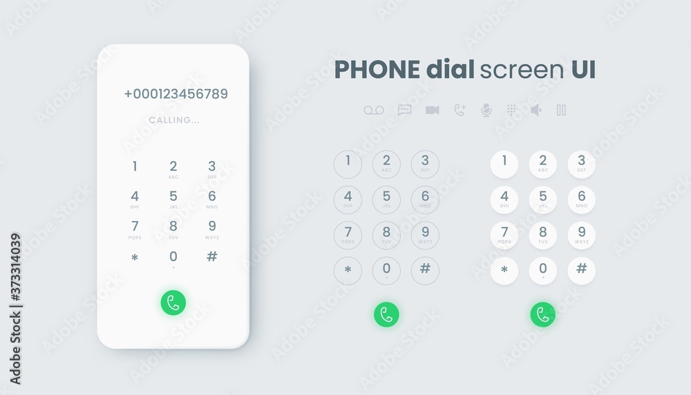 Leinwandbilder Smartphone dial. Realistic phone number pad, call screen UI with keypad and dial buttons. Vector isolated illustration touchscreen telephone interface