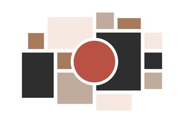 Moodboard layout. Photo frames mosaic minimalist template, collage grid arrangement for presentation. Vector illustration photo album page or inspiration blog tile template mood