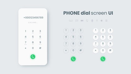 Smartphone dial. Realistic phone number pad, call screen UI with keypad and dial buttons. Vector isolated illustration touchscreen telephone interface © SpicyTruffel
