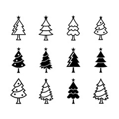 Set of Christmas tree icon
