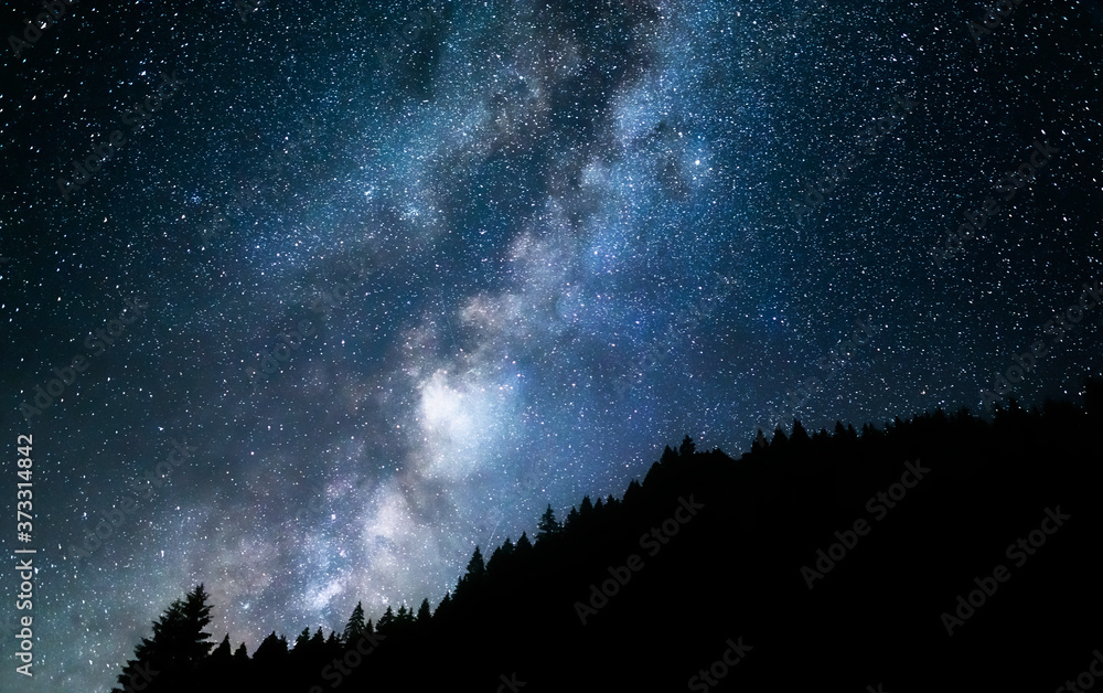 Wall mural milky way galaxy. this long exposure astronomical photograph taken in the middle of the night.