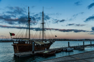 Recreational pirate ship in Portimao. Beautiful old ship that docks in the port of Portimao....