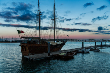 Recreational pirate ship in Portimao. Beautiful old ship that docks in the port of Portimao....