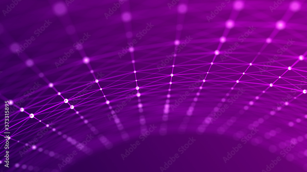 Poster abstract futuristic dynamic background. network connection structure with dots and lines. 3d renderi