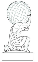 the atlas holds the earth on its shoulders. Image of a sculpture of Hercules. Stock vector illustration