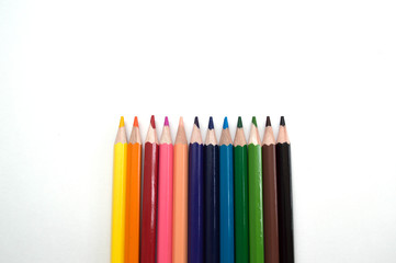 Colorful pencils Multicolored Pencils on White Background.