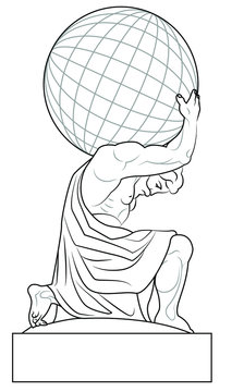 The Atlas Holds The Earth On Its Shoulders. Image Of A Sculpture Of Hercules. Stock Vector Illustration