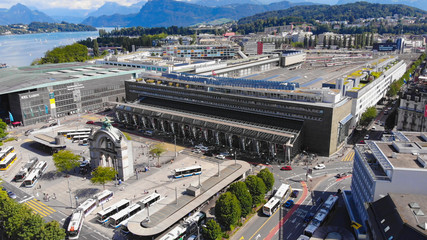 Central station of Lucerne Switzerland from above - travel photography