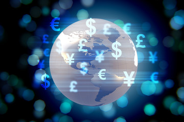 Fototapeta na wymiar Global money transfer and exchange concept