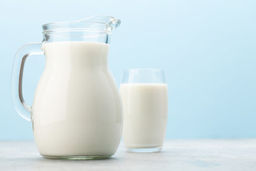 Milk jug and glass